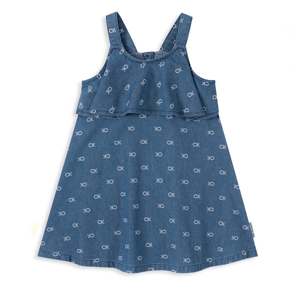 Calvin Klein Logo Print Chambray Jean dress 4T NWT